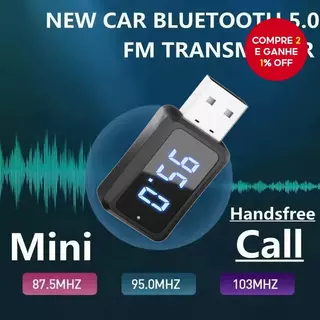 Transmissor Fm Carro Bluetooth 5.3 Receptor Chamada Handsfree Mini USB Power Car Kit Para Rádio De