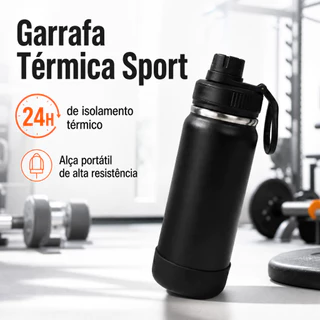 Garrafa Térmica Premium Aço Inoxidável SUS 304 Alça Dobrável - 800ml/600ml/350ml NOVO