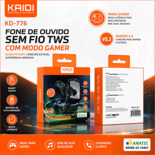 Fone De Ouvido Gamer Bluetooth Original Kaidi KD776 Fone Sem Fio TWS Fone De Ouvido