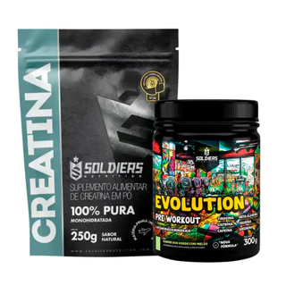 Kit Creatina 250g + Pré Treino Evolution 300g Uva Verde com Melão - Soldiers Nutrition