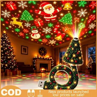 Hot > Luz De Projetor De Natal Alimentada Por USB 6 + Padrões Lâmpada LED Portátil Para Acampamento, Piquenique, Decor