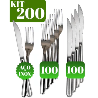 Kit Utensílios para Cozinha 200/150/100/48 Talheres Mesa Inox Garfo e Facas Restaurantes Atacado Buffet Talher Faqueiro