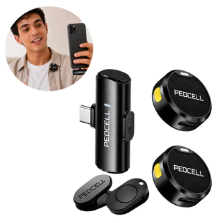 Microfone Lapela Sem Fio Duplo Profissional Portátil Anti Ruído Tipo C Plug & Play