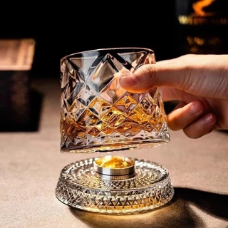 Copo Whisky Giratório, Copo de Vidro Base Giratória 260ml