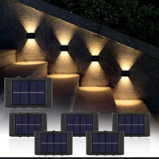 Kit 8 Luminária Arandela Solar 6 8 e 10 LED Luz Branco Quente para Parede a Prova dágua Spot parede