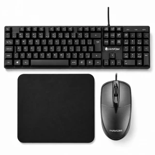 Teclado mouse mousepad office com fio usb pc notebook computador barato garantia