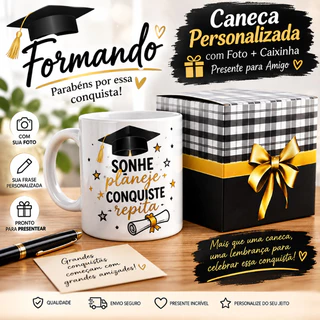 🎓✨ Caneca Personalizada com Foto + Caixinha – Presente para Amigo