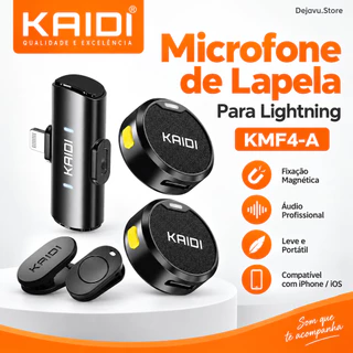 Microfone de Lapela Sem Fio Magnético KAIDI KMF4-A Lightning para iPhone iOS