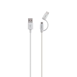 Cabo USB-C 1,5m de PVC nylon branco Intelbras EUABC 15NB