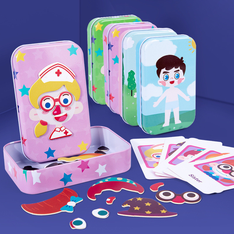 Brinquedo de vestir magnético para crianças, meninos e meninas, quebra-cabeça, fácil de transportar. Presente de Natal.