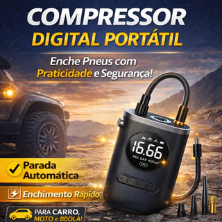 Compressor de Ar Portátil Digital USB Recarregável com Display LCD Parada Automática Inflador para Carro Moto Bike Bola