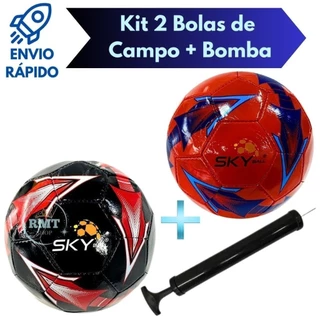 Kit 2 Bolas De Campo E Bomba De Ar Portátil Manual Futebol Jogo