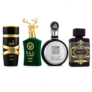 Perfumes Árabe Masculino Kit 4 Unidades Luxo Oriental Alta Fixação Fragrâncias Marcante