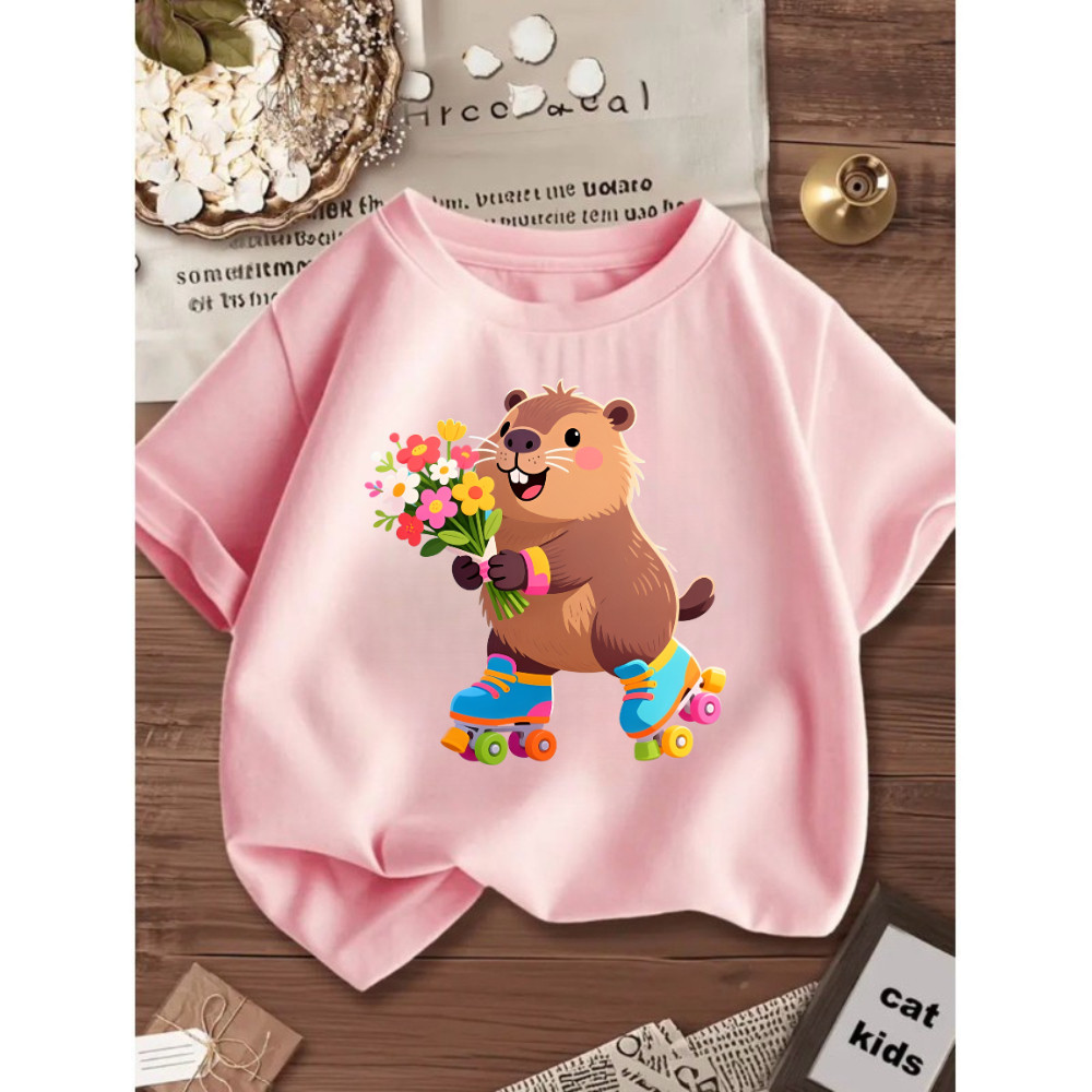 Blusinha Infantil Para Meninas Camiseta Infantil Feminina 100% Algodão Premium Estampa Capivara FoFa