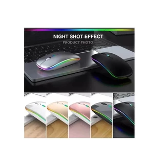 Mouse Sem Fio Bluetooth E Wireless Usb Recarregável Led Rgb