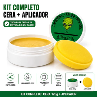 Cera Automotiva Alien + Aplicador Detailer Carnaúba Tira Riscos Brilho Espelhamento Cerâmico