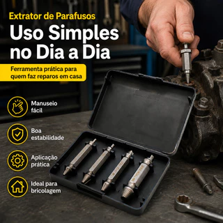 Kit 4 Extrator De Parafuso Espanado Quebrado Uso Manual Rosca Esquerda Para Danificados Em Metais Para Furadeira