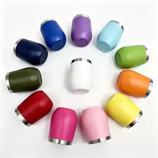 Kit Com 15/20/30/40 Ovo Copos Térmico 360ML Em Inox Com Tampa Acrílica Varias Cores