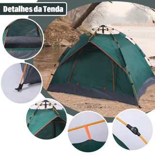 Barraca Camping 210*210*135cm Portátil A Prova D'agua Barraca De Acampamento 4 Pessoas De Praia em Oferta na Shopee