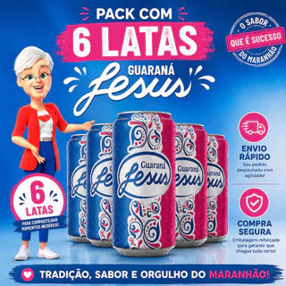 Pack 6 Refrigerantes Guaraná Jesus Lata 310ml