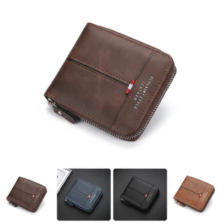 Carteira Masculina com Zíper em Design de Blocos de Cores - Presente Multifuncional para Moedas e Porta-Cartões para Nam