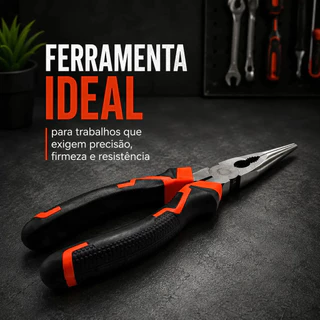 Alicate de Bico Longo Reto 8 Polegadas 230mm Profissional Aço Niquelado Cabo Anatômico Elétrica Eletrônica Mecânica