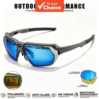 Óculos De Sol Polarizados Para Pesca Uv400, Lente Azul, Anti-Reflexo, Almofadas De Nariz Ajustáveis, Antiderrapante
