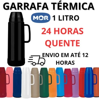 GARRAFA TERMICA 1 LITRO MOR ÀGUA CAFÉ CHÁ 24 HORAS QUENTE DIVERSAS CORES