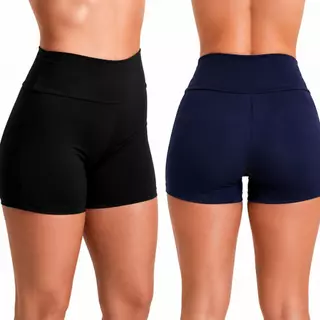 Kit 2 Short Academia Feminino Curto Cintura Alta Conforto Fitness Treino Zero Transparência Adulto