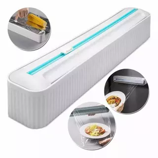 Dispenser Cortador De Filme Plastico PVC Suporte Ajustavel Organizador De Cozinha Suporte Corta Facil Plastico Aderente