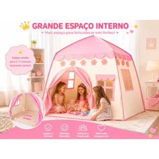 Barraca Infantil Menina Rosa Princesa 130cm Tenda Casinha Grande