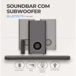 Caixa de Som Tomate MTS-2037 Soundbar 3.1 com Subwoofer Bluetooth ARC AUX e USB
