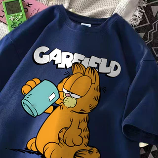 ELE Garfield fofo Print Camisetas Femininas Da ModaCamiseta Fitness Feminina Blusa Feminina Verao Oversize Top