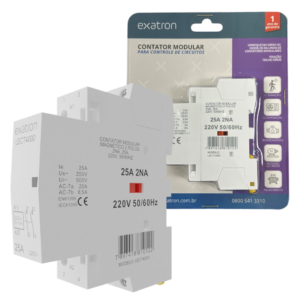Contator Modular Bipolar 25a 2na 2 Polos 220v Contatora | Shopee Brasil
