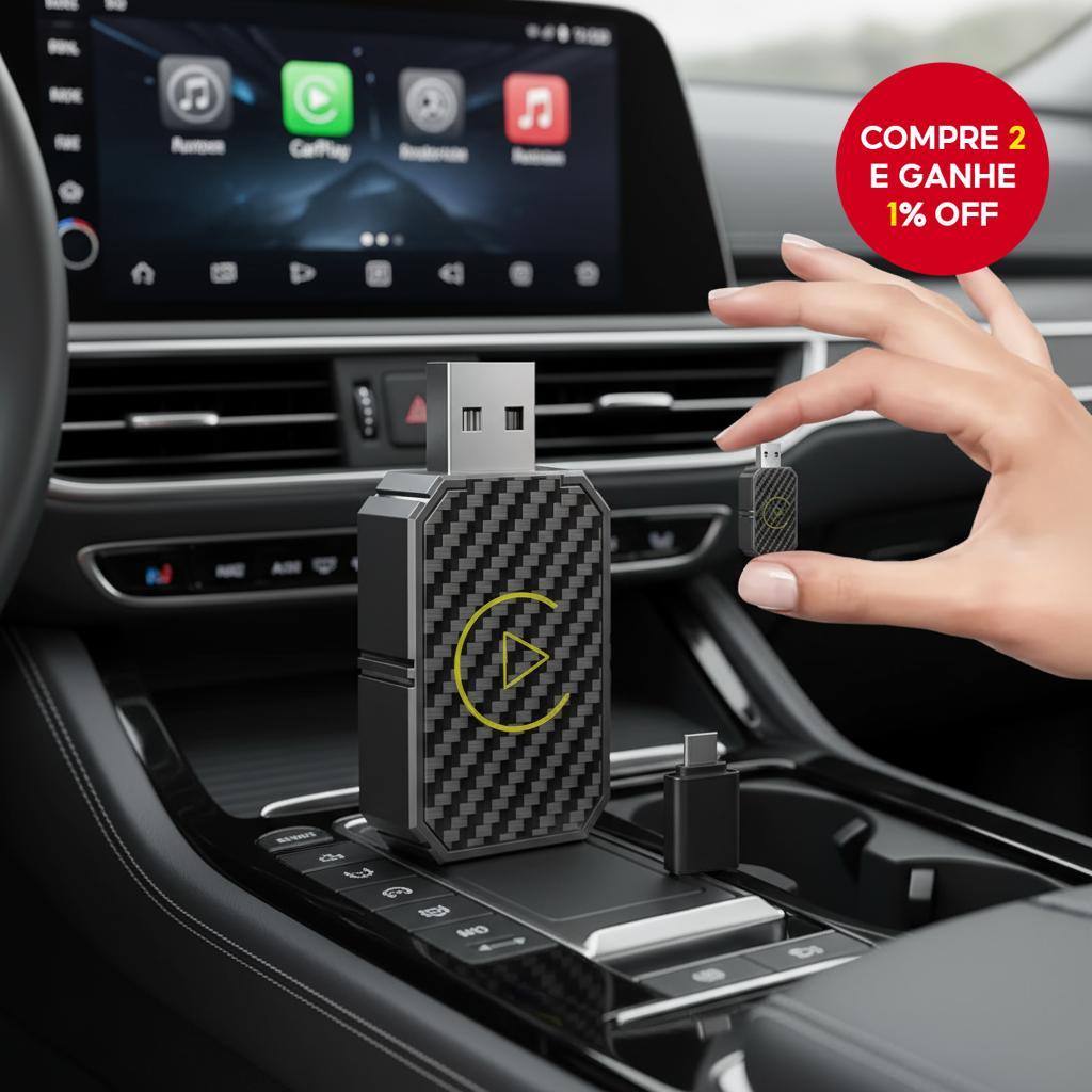 Conector USB 2 em 1 para CarPlay e Android Auto sem Fio - Plug & Play ...