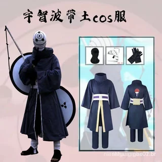 Conjunto de Fantasia de Cosplay de Anime Naruto Uchiha Obito Máscara de Três Olhos de Uma Organização Feihui Homem Miste