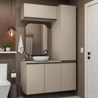 Conjunto Gabinete Suspenso para Banheiro 120cm 5 Portas Nice Madesa 02 em Oferta na Shopee