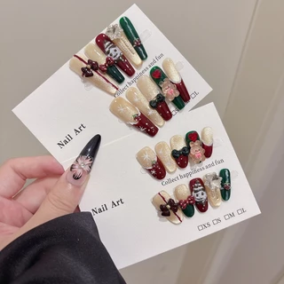 Jx Novas Unhas Usáveis de Natal Outono Inverno Vermelhas Unhas de Natal Boneco de Neve Bolo Atmosfera de Alta Qualidade 