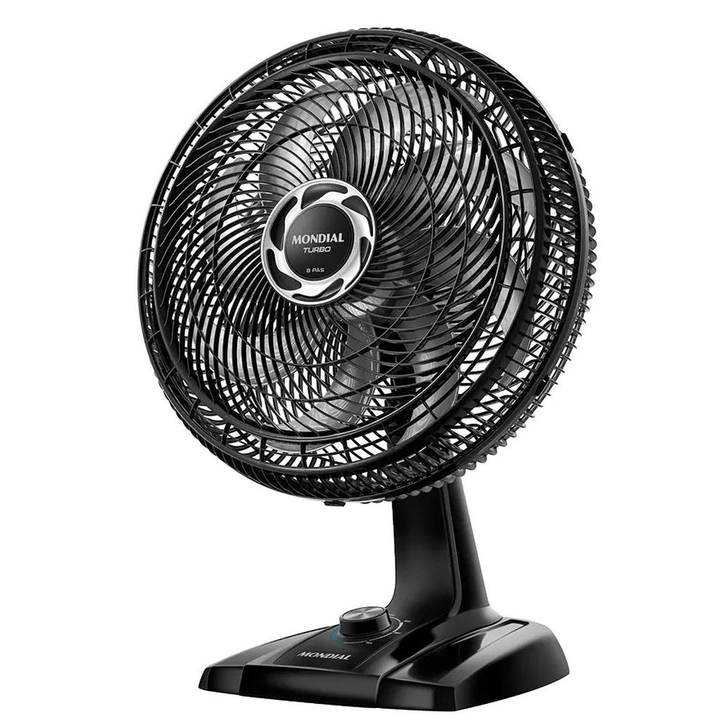 Ventilador de Mesa Mondial Turbo 40cm 140W 127V Preto/Prata - NVT-40-8P-B