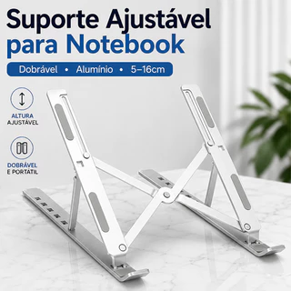 Suporte Ipad em Alumínio Ajustável Dobrável Portátil Ergonômico para Notebook Tablet