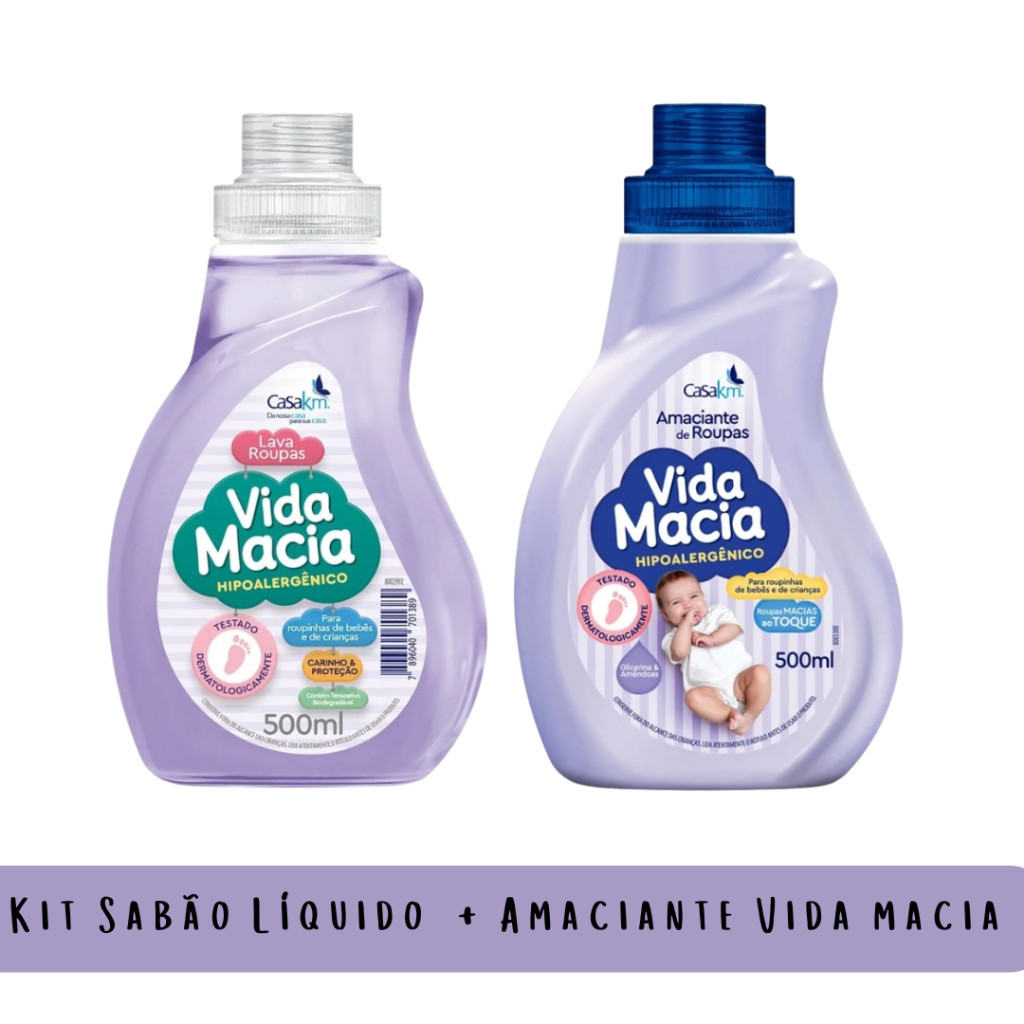 Kit Amaciante + Sabão Líquido Vida Macia 500ml | Roupa Macia e ...