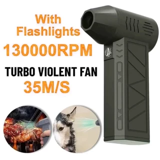 Soprador Turbo Portátil Ventilador Jato Alta Potência Com Lanterna Multifuncional Soprador Mini Turbo Recarregável