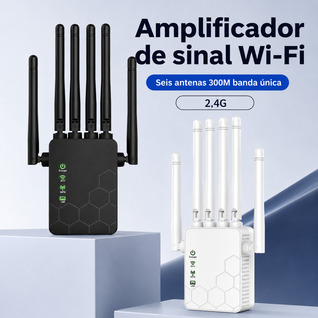 Repetidor WiFi Dual Band 5G2.4G 1200Mbps c Modo AP e Porta LAN
