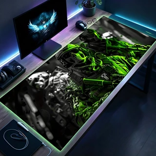 Tapete De Mesa Estendido Do Jogo Soldado Tático Verde Fluorescente, Mouse Pad Grande Costurado Teclado Antiderrapante P