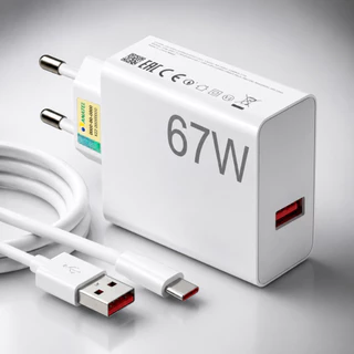 Kit Carregador 67W Turbo + Cabo Tipo-C Carga Rápida Universal Xiaomi Redmi Note E Poco X7 Android