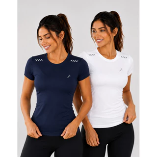 Kit 2 Dry Fit Camisetas Fitness Feminina Academia Caminhada Esportiva Corrida Treino