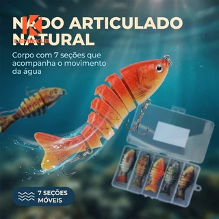 LEMIKKLE - 5Pcs Iscas Artificiais Multi‑Segmentada 9,8cm 15g, Isca Articulada 7 Segmentos, Para os amantes da pesca