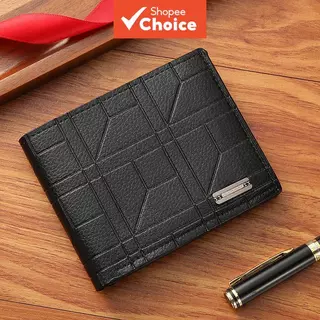 Carteira De Couro Bifold Masculina Soft Xadrez Grande Capacidade Vários Slots Para Cartões Curtos