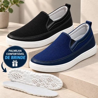 Kit 2 pares de Tenis Sapatenis Casual On Slip Mocassim Confortavel + Palmilha Nuvem 3D