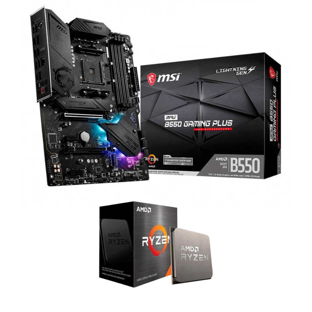 Placa MAE MSI MPG B550 Gaming Plus+Processador Ryzen 7 5700X